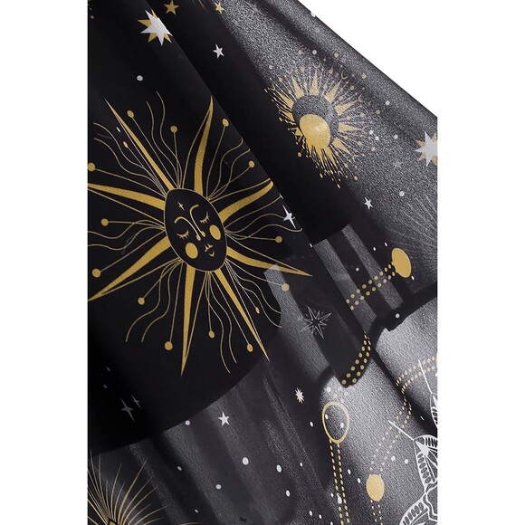 FEAPHY Witchy Dress XXL  Black Galaxy Sun Moon Star Chiffon High Low Costume - Picture 5 of 7